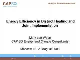 Energy Efficiency in District Heating and Joint Implementation