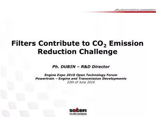 Filters Contribute to CO 2 Emission Reduction Challenge