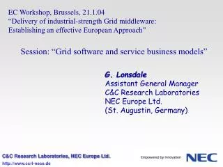 EC Workshop, Brussels, 21.1.04