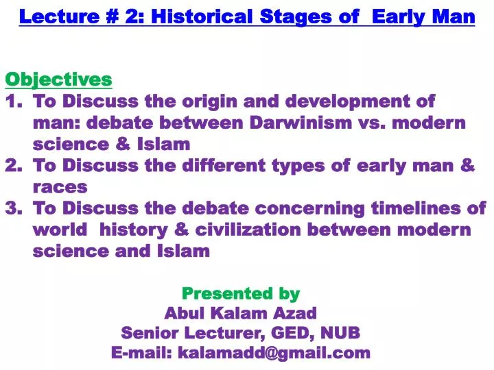 lecture 2 historical stages of early man