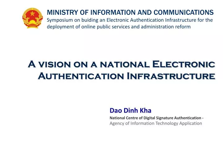 a vision on a national electronic authentication infrastructure