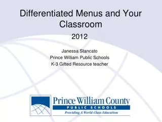 differentiated menus and your classroom