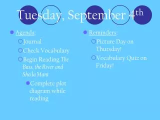 Tuesday, September 4 th