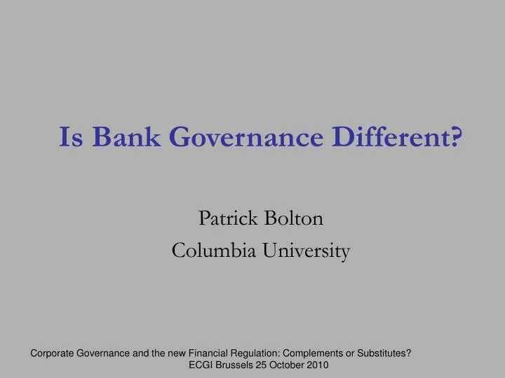 is bank governance different