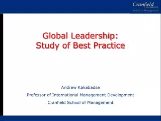 Global Leadership: Study of Best Practice