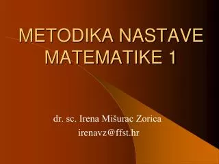 metodika nastave matematike 1