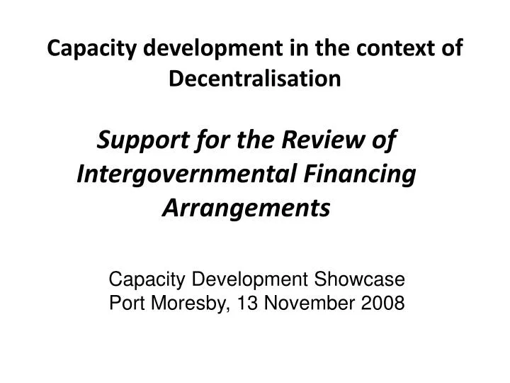 capacity development in the context of decentralisation