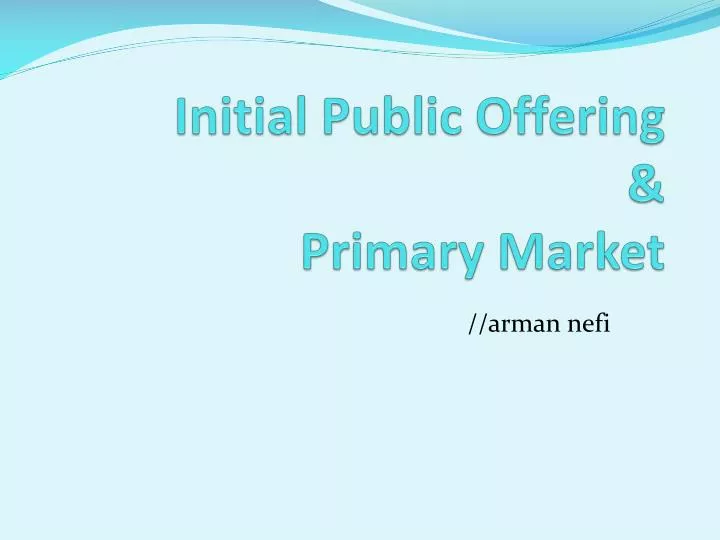 initial public offering primary market