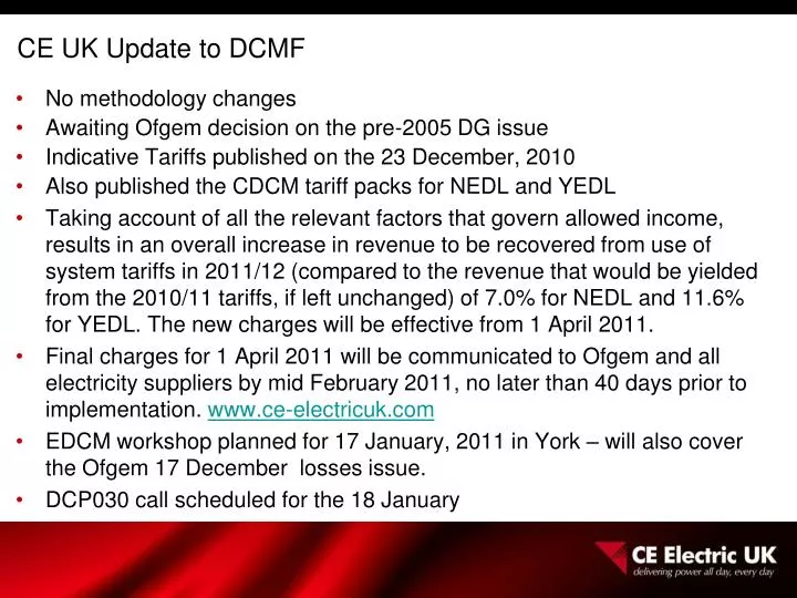 ce uk update to dcmf