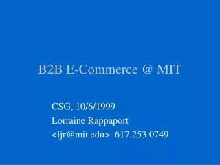B2B E-Commerce @ MIT