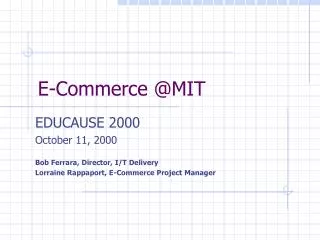 E-Commerce @MIT
