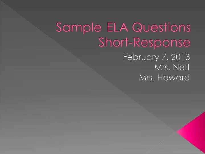 sample ela questions short response