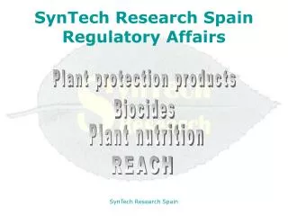 SynTech Research Spain Regulatory Affairs