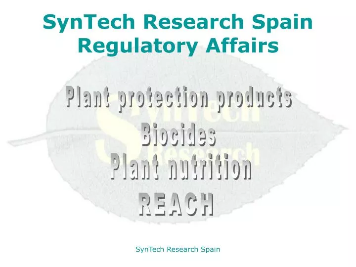 syntech research spain regulatory affairs