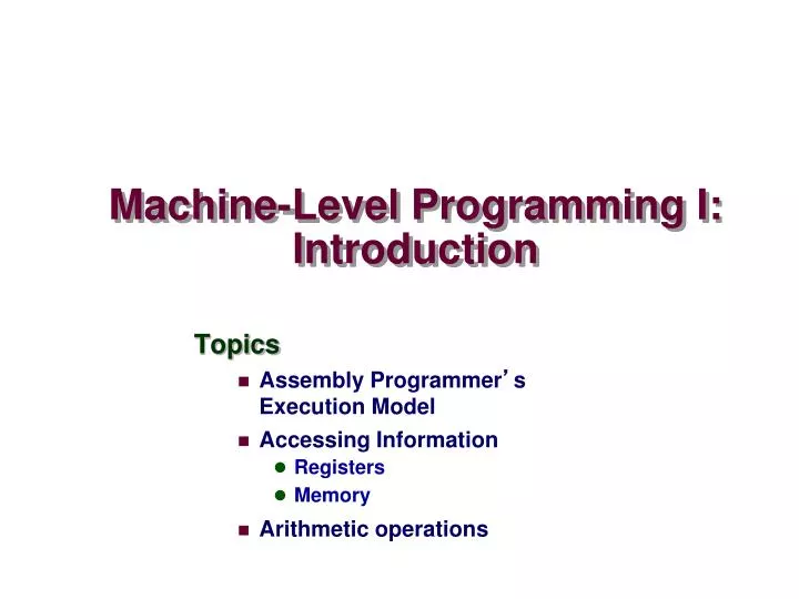 machine level programming i introduction