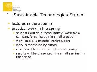 Sustainable Technologies Studio