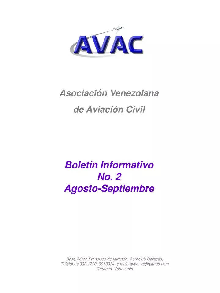 asociaci n venezolana de aviaci n civil bolet n informativo no 2 agosto septiembre