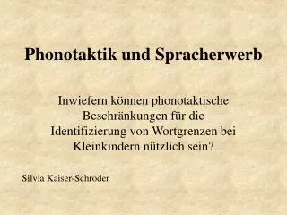 phonotaktik und spracherwerb