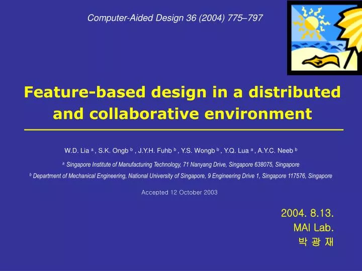 feature based design in a distributed and collaborative environment