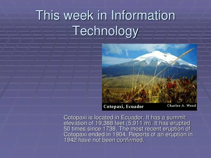 this week in information technology