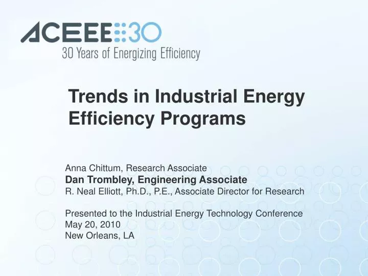 trends in industrial energy efficiency programs