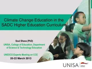 Climate Change Education in the SADC Higher Education Curriculum