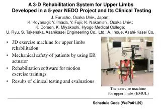 3D exercise machine for upper limbs rehabilitation