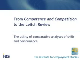 From Competence and Competition to the Leitch Review