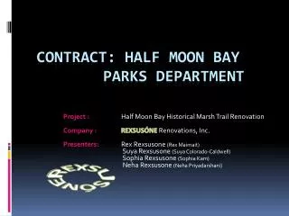 Contract: Half Moon Bay 			 Parks Department