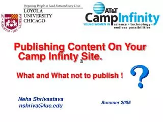 Publishing Content On Your Camp Infinty Site.