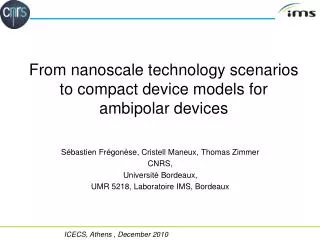 From nanoscale technology scenarios to compact device models for ambipolar devices