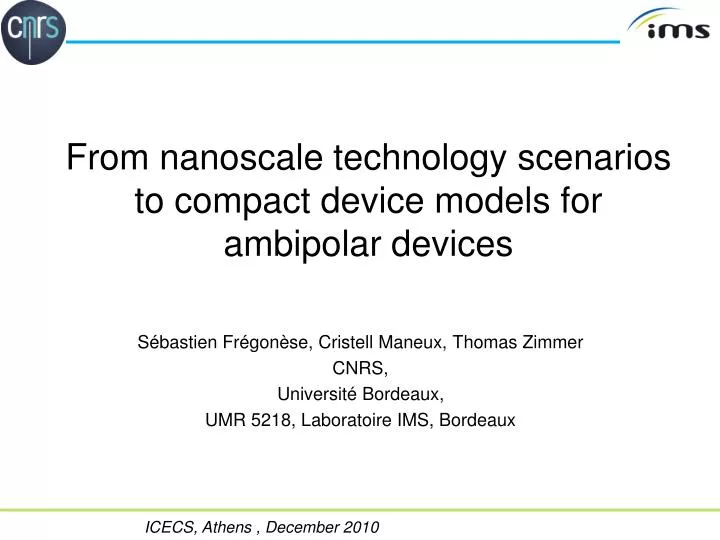 from nanoscale technology scenarios to compact device models for ambipolar devices