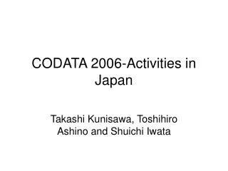 CODATA 2006-Activities in Japan