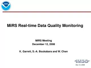 MiRS Real-time Data Quality Monitoring