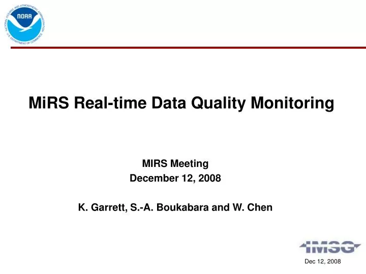 mirs real time data quality monitoring