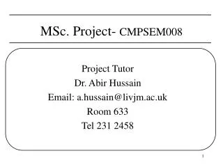 MSc. Project- CMPSEM008
