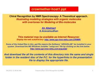 Chiral Recognition by NMR Spectroscopy- A Theoretical approach.