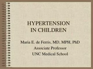 HYPERTENSION IN CHILDREN