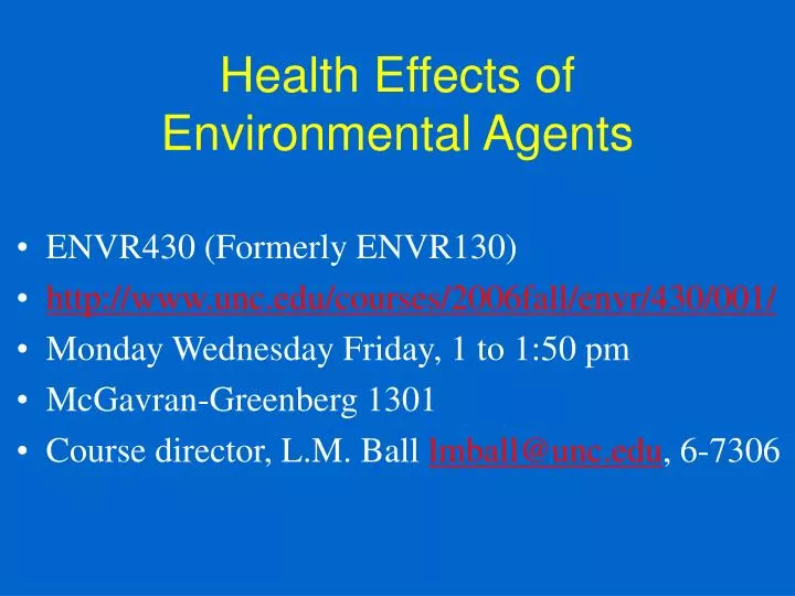 health effects of environmental agents