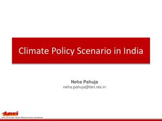 Climate Policy Scenario in India