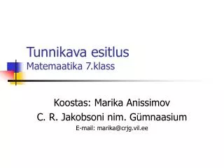tunnikava esitlus matemaatika 7 klass