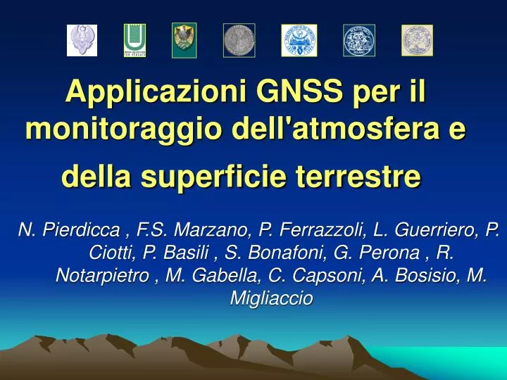 applicazioni gnss per il monitoraggio dell atmosfera e della superficie terrestre