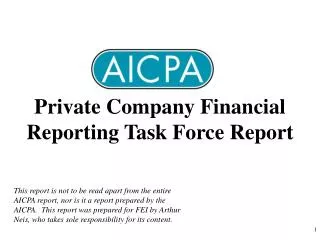 Private Company Financial Reporting Task Force Report