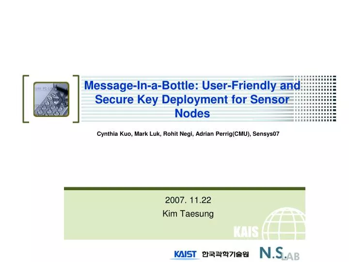 message in a bottle user friendly and secure key deployment for sensor nodes