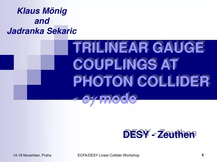 trilinear gauge couplings at photon collider e mode