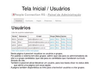 tela inicial usu rios