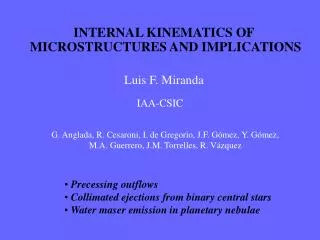 INTERNAL KINEMATICS OF MICROSTRUCTURES AND IMPLICATIONS