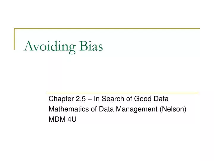 avoiding bias