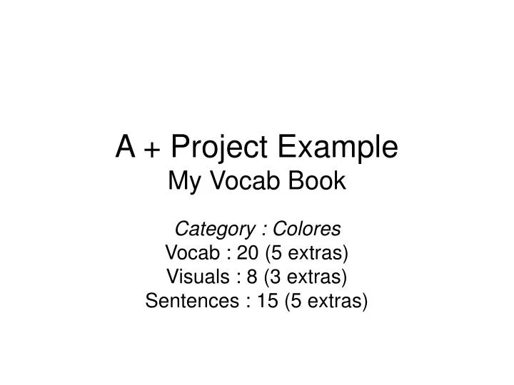 a project example my vocab book