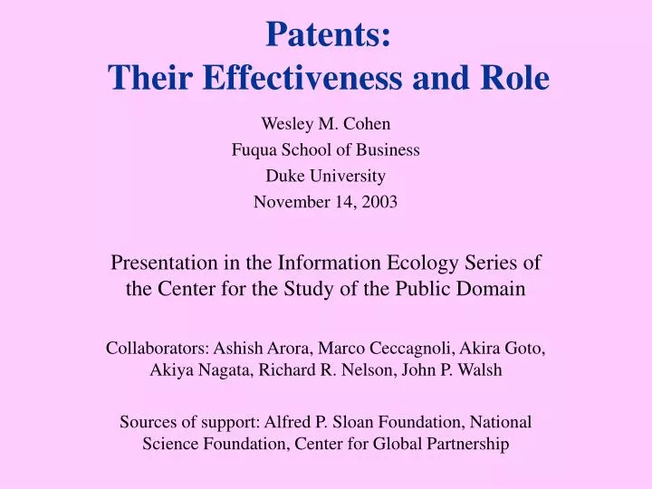 patents their effectiveness and role